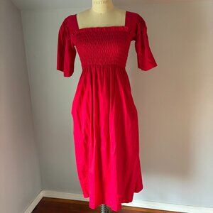 Lisa Says Gah smocked midi Red Dress